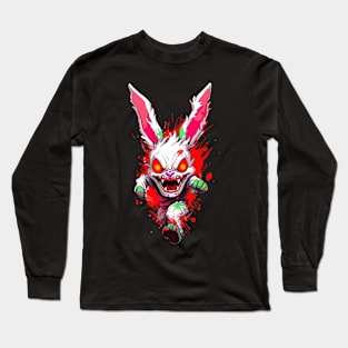 Beware White Rabbit Comic Horror Art III Long Sleeve T-Shirt